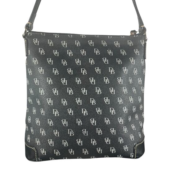 Dooney & Bourke Black Coated Canvas Shoulder Bag Logo Print Classic - Picture 3 of 15